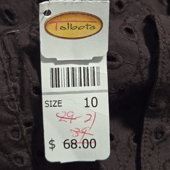 Talbots Stretch Vintage Chocolate Brown Embroidered Eyelet Capri Pants Size 10 - Picture 6 of 8